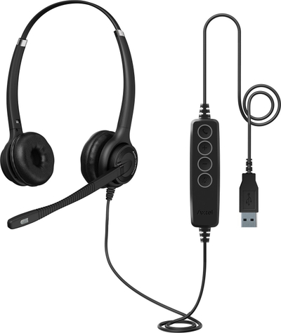 Kufje Axtel Elite UC, USB A, stereo, me mikrofon, të zeza