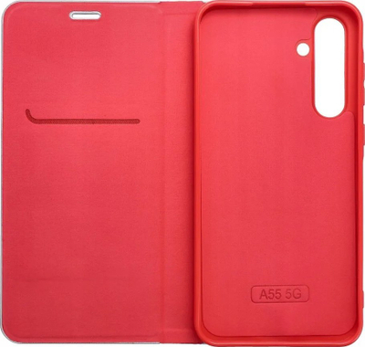 Kaburë telefoni Luna Book Carbon për Xiaomi Redmi Note 13 4G, palosëse, me magnet, e kuqe