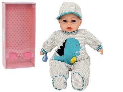 Kukull Baby Doll, 45cm, flet dhe këndon polonisht, e bardhë me blu