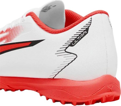 Patika futbolli për kalamoj Puma Ultra Play.4, për astro turf, sintetike, të bardha me të kuqe