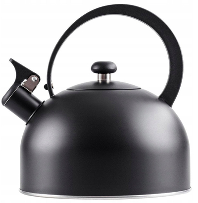 Ibrik çaji çelik inox, fishkëllimë palosëse, 2.5L, i zi mat