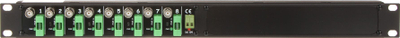 Panel shpërndarës DELTA G-8/R19-UHD, 8 dalje koaksiale, për raft 19" 1U, i zi