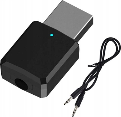Adapter audio Bluetooth 2 në 1, transmetues edhe marrës, USB me dalje 3.5mm AUX, i zi