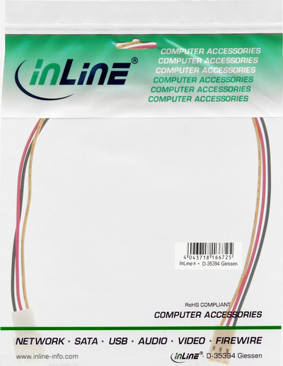 Kabllo zgjatues për ventilator InLine, 3 pin Molex, 2m, e bardhë