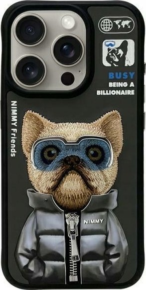 Kallëp Nimmy për iPhone 15 Pro 6.1", Cool & Cute 2.0 Dog, i zi