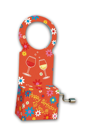 Bottle Music Happy Birthday Flowers And Glasses.. - Fridolin