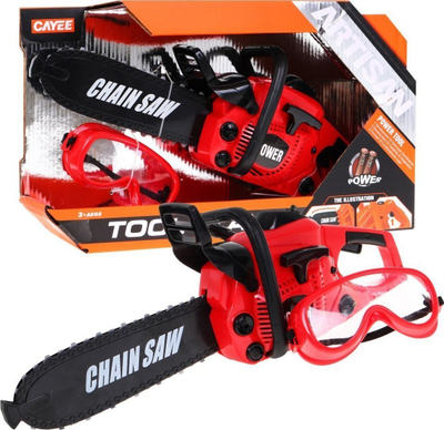 Lodër sharrë zinxhir Cayee Chain Saw, me tinguj, me syze mbrojtëse, e kuqe