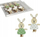 Kapëse druri për dekor Bunny, 4.5 cm, set me 6 copë, jeshile edhe të bardha