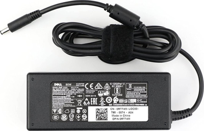 Adaptori rrjetit Dell 90W, Barrel 4.5 x 3mm, prizë UK, i zi