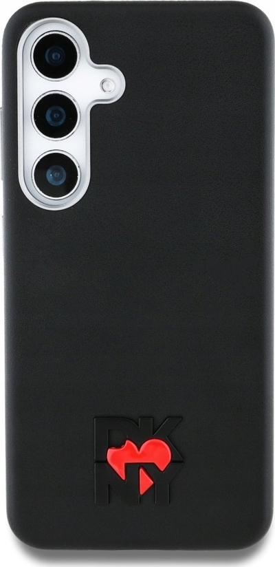 Футрола за телефон DKNY Leather Heart of NY за Samsung Galaxy S25, еко кожа, 3D релјеф, црна