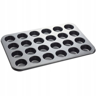 Tepsi pjekjeje cupcake BRUNBESTE BB-7714, 24 vende, metalike, e zezë
