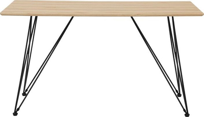 Tavolinë ngrënieje KENTON, 140 x 80 cm, MDF dru i çelët, këmbë metalike të zeza