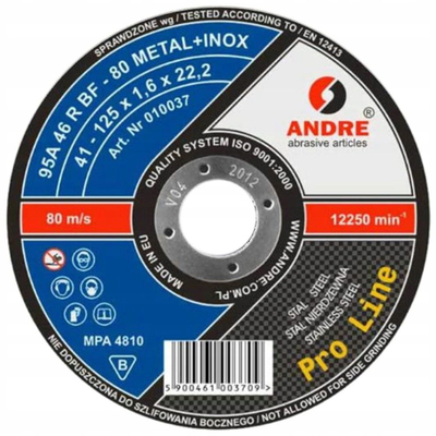 Disk prerës metal ANDRE Pro Line, 125 x 1.6 x 22.2 mm, për metal dhe inox