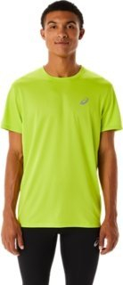 Bluzë vrapimi Asics Core për burra, thahet shpejt, me mëngë të shkurtra, jeshile neon