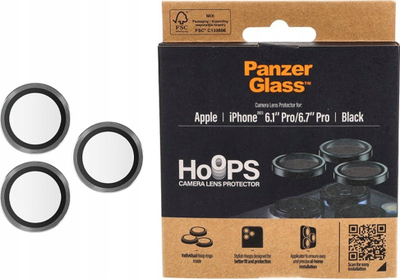 Mbrojtës kamere PanzerGlass Hoops Metal, për iPhone 15 Pro 15 Pro Max, i zi