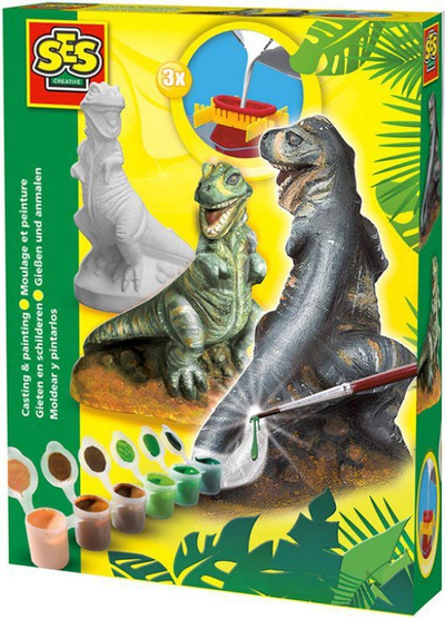 Set kreativ SES 3D Plaster Cast T-Rex, allçi për 2 figura, me bojëra