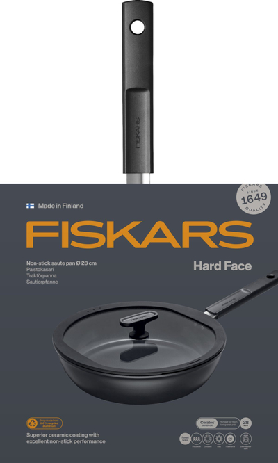 Tigan chef Fiskars Hard Face, 28 cm, 3.5L, me veshje qeramike