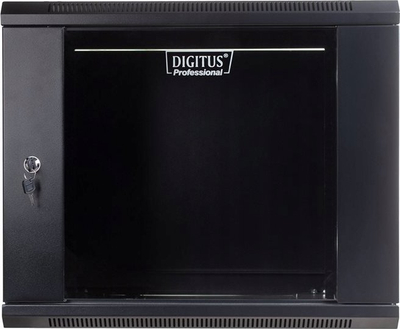 Kabinet rrjeti muror Digitus 9U, 19", derë xhami, i zi
