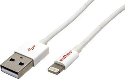 Kabllo USB Roline 11.02.8322, USB 2.0 A në Lightning, 1.8m, e bardhë