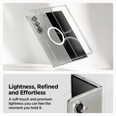 Mbrojtëse telefoni Spigen AirSkin Mag për Samsung Galaxy Z Fold7, MagSafe, polikarbonat, transparente e bardhë