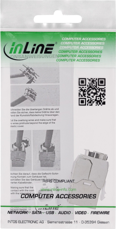 Modul Keystone InLine RJ45 Slim, Cat.6A, SNAP in, me kapëse kablli
