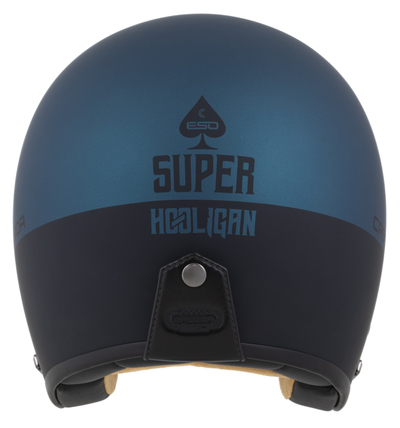 Kaska moto CASSIDA Eso Super Hooligan, fiberglass, open face, e zezë mat metalike blu