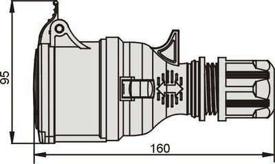 Prizë portative Elektromet, 16A, 400V, 5P, IP44, e kuqe/hirtë