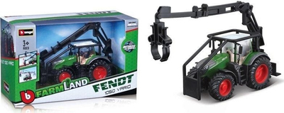 Lodër traktor BBurago Fendt 1050 Vario, me krah për ngarkim trungjesh, metal die cast, jeshil