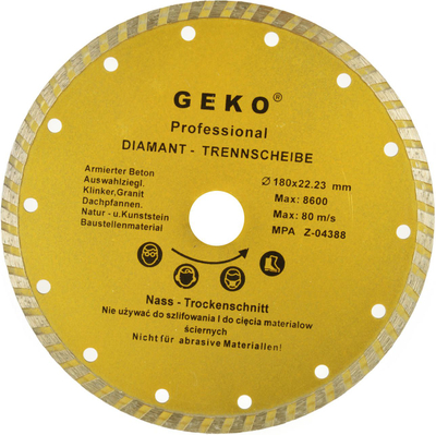 Дијамантски сечачки диск TURBO GEKO 180mm, 22.2mm, сив