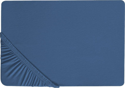 Çarçaf fitted Beliani JANBU, pambuk, 180 x 200 cm, blu navy