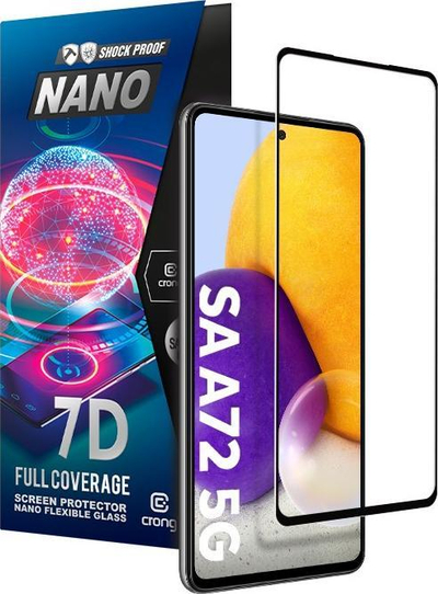 Mbulesë xhami hibrid Crong 7D Nano Flexible Glass për Samsung Galaxy A72, 0.2mm, fortësi 9H, transparente
