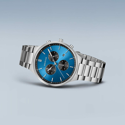 Orë dore për burra Bering Titan Chrono 11743-707, ngjyrë argjendtë
