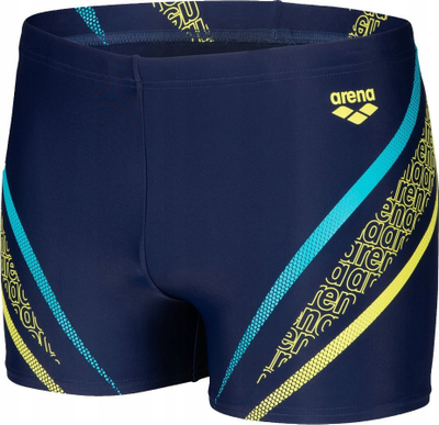 Shorc noti për burra Arena Swim Short Graphic 105, i duruar nga klori, me mbrojtje UV 50+, blu e errët