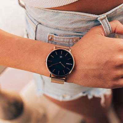 Orë dore Millner Mayfair Rose Black, 36 mm