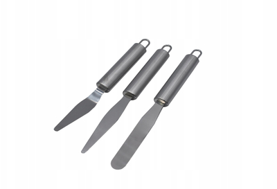 Set shpatullash pasticerie pa markë, 3 copë, çelik inox, argjendtë