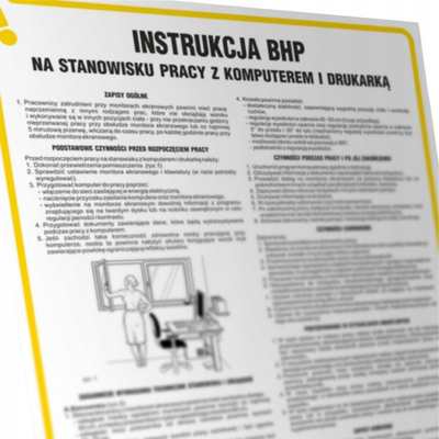 Poster sigurie në punë IAR01, 24.5x35cm, për punë me kompjuter, shumëngjyrësh