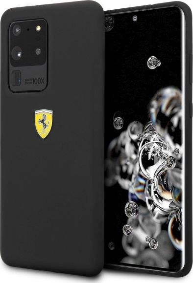 Këllëf silikon për telefon Ferrari FESSIHCS69BK, për Samsung Galaxy S20 Ultra, i zi