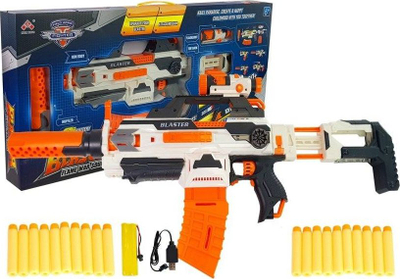 Pistole lodër Leantoys Blaster, darts shkumë, elektrike, portokalli e bardhë