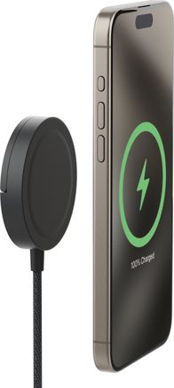Karikues wireless Mophie Qi2 me magnet dhe mbajtëse, 15W, i zi