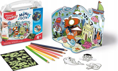 Set kreativ Maped Creativ Mini Box Aquarium, 3D pop up, me lapsa me ngjyra, shumëngjyrësh