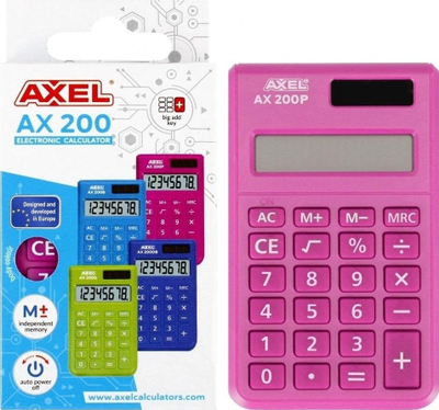 Kalkulator Axel AX 200P, ekran me 8 shifra, fikje vetvetiu, jeshil