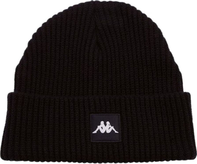 Kapelë dimri Kappa beanie, thurje e trashë, me logo, e zezë