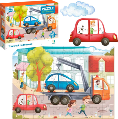 Puzzle Dodo Tow Truck on the Road, 60 pjesë, për fëmijë 4+