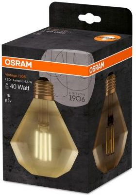 Llampë dekorative Osram LED Filament Diamond Vintage 1906, 4W, E27, dritë shumë e ngrohtë, ngjyrë ari