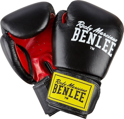 Doreza boksi Benlee Fighter, lëkurë natyrale, 8oz, të zeza me të kuqe