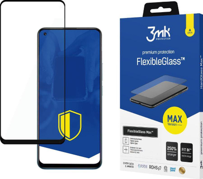 Mbrojtës ekrani 3mk FlexibleGlass Max për Realme 8 Pro, xham hibrid, full cover, i zi