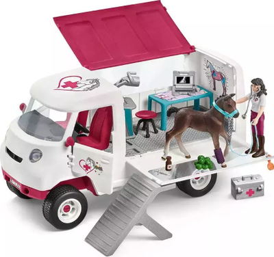 Set lodër Schleich Horse Club Mobile Vet, 13 pjesë, ambulancë me mëz, shumëngjyrësh