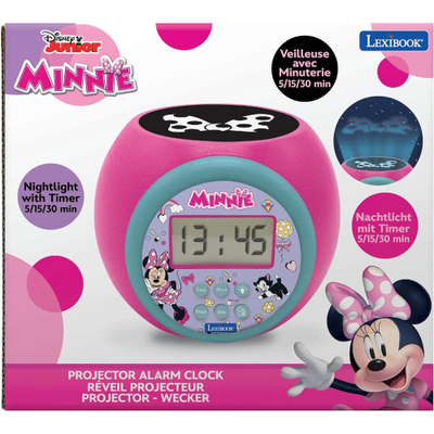 Orë alarmi Disney Minnie Projector, projektor dhe dritë nate, ekran LCD, rozë