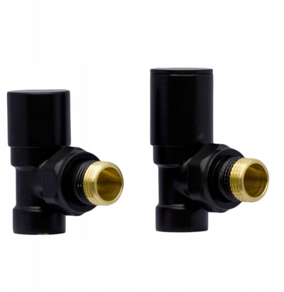 Set valvulash radiatorësh Tully, këndore, R 1/2", i zi