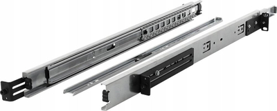 Shina rrëshqitëse RACK Lanberg ARAS800N, për kabinete 19" 800mm, set me 2 copë, me ngjyrë të zezë